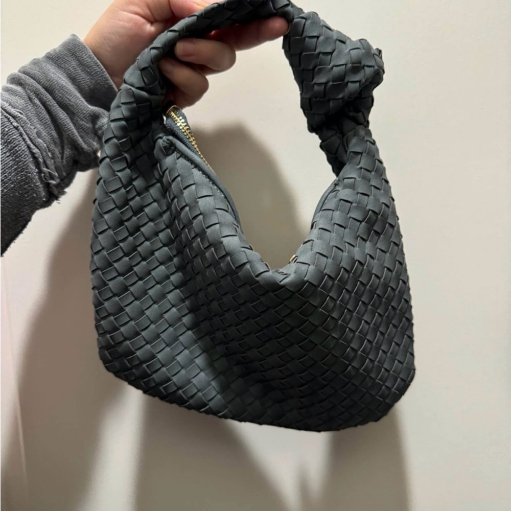 Chic Woven Gray Hobo Bag